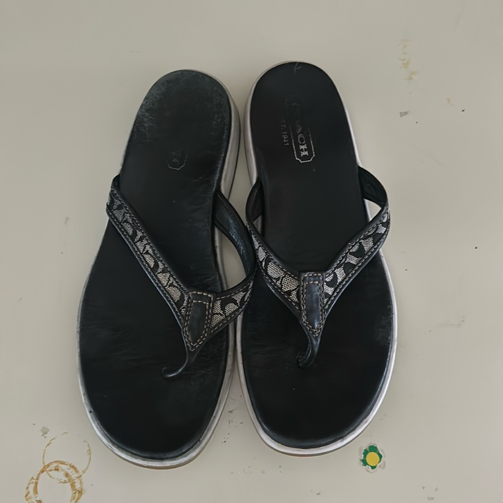 Worn Coach Flip Flops